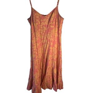 Vtg Fresh Produce Maxi Floral Women Dress XL USA Boho Travel Natural Cotton
